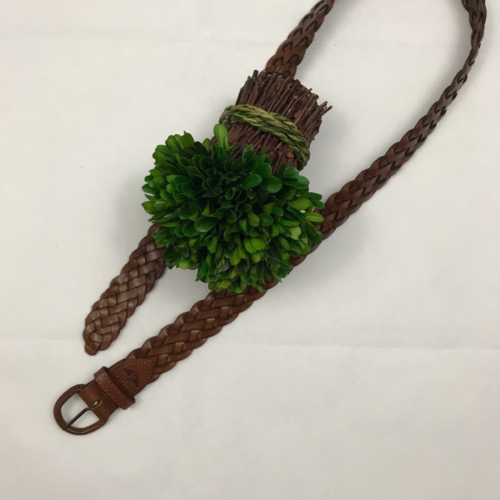 Dockers brown braided genuine leather belt